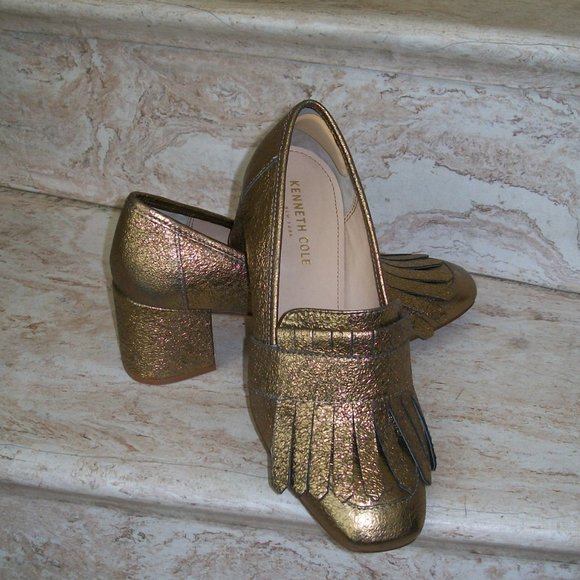 Kenneth Cole New York Women's Macey Kiltie Toe Dress Pump Square Toe Gold 7 1/2 - Picture 7 of 10